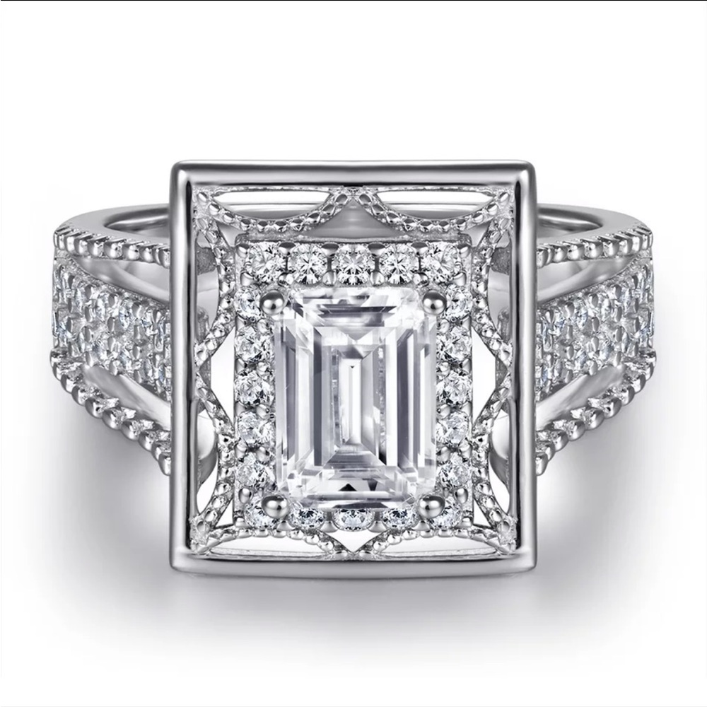 925 STERLING SILVER PRINCESS ENGAGEMENT RING - Picture 3 of 8